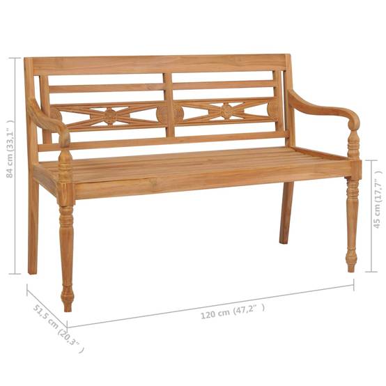 Helloshop26 - Banc de jardin meuble de patio d'extérieur terrasse avec coussin anthracite 120 x 51,5 x 84 cm bois de teck massif - Imagen 8