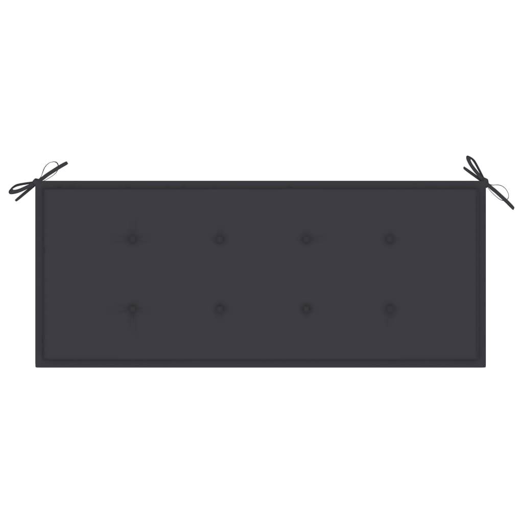 Helloshop26 - Banc de jardin meuble de patio d'extérieur terrasse avec coussin anthracite 120 x 51,5 x 84 cm bois de teck massif - Imagen 6
