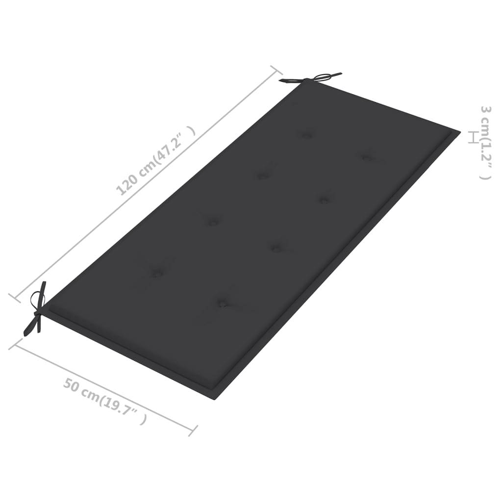 Helloshop26 - Banc de jardin meuble de patio d'extérieur terrasse avec coussin anthracite 120 x 51,5 x 84 cm bois de teck massif - Imagen 9