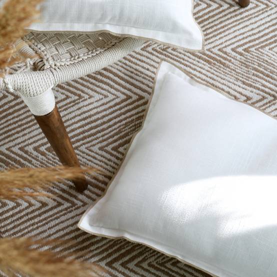 Lovely Casa - Coussin volant plat feston noir coton - LOVELY CASA - Coton - Blanc - Image 6