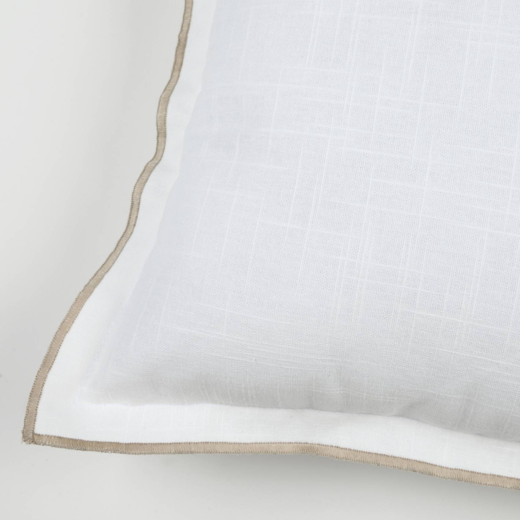 Lovely Casa - Coussin volant plat feston noir coton - LOVELY CASA - Coton - Blanc - Image 3