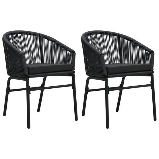 Ensemble Repas de Jardin 2P Rotin PVC avec Coussins Noir – ComfortXL Outdoor Living - Image 3