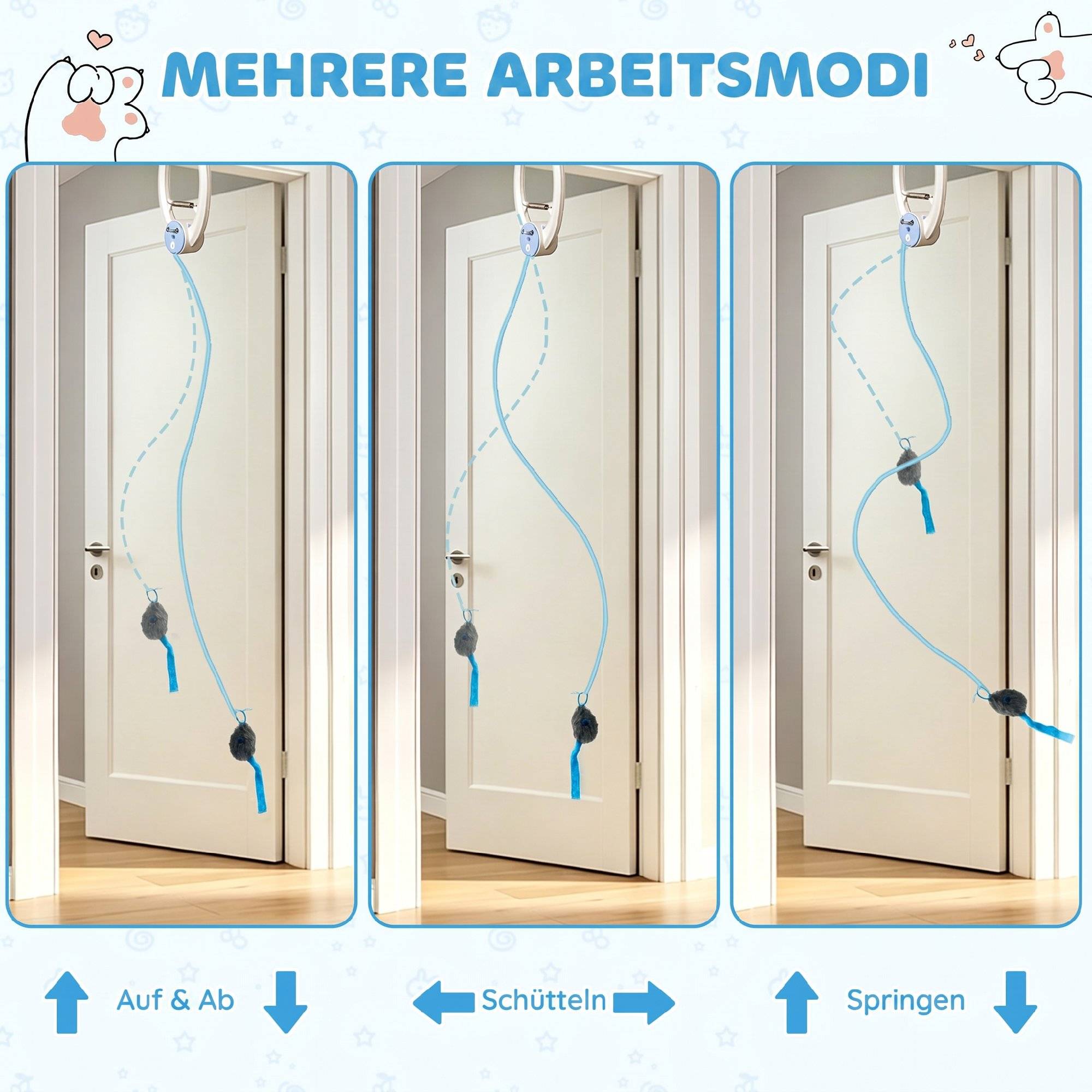 ComfortXL - Jouet interactif pour chat ABS blanc 24,1 x 13,8 x 6,6 cm à suspendre avec souris rebondissante rechargeable USB-C - Image 4