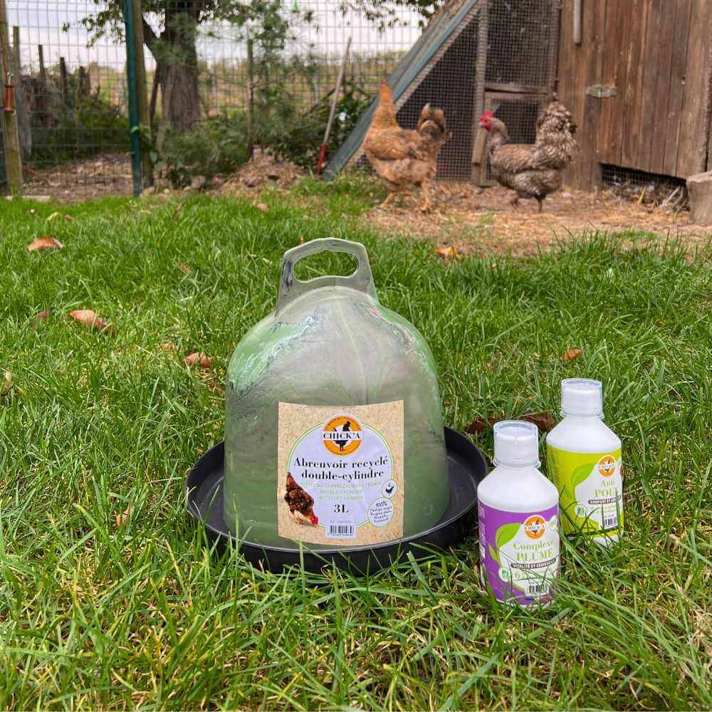 Chick'a - Abreuvoir recyclé double cylindre 3L CHICK'A - Imagen 3