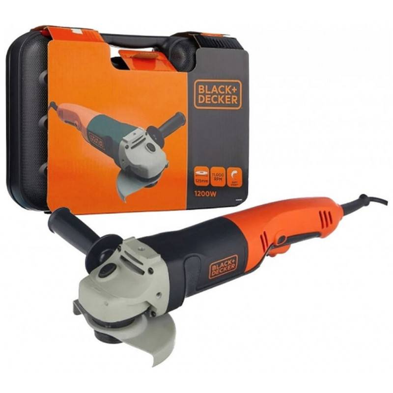 Meuleuse d'angle filaire - 1200W - Ø 125 cm - BLACK+DECKER - avec accessoires - coffret - KG1202K-QS - Image 1