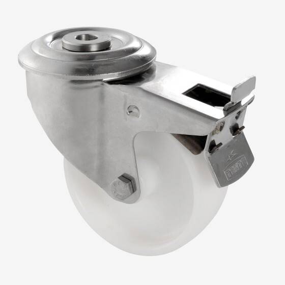 Bac grand volume 220 L - 2 roues fixes, 2 pivotantes avec freins - blanc - Gilac - Image 4