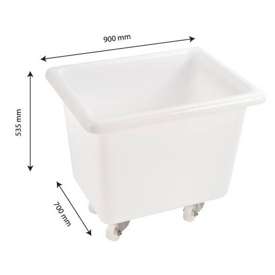 Bac grand volume 220 L - 2 roues fixes, 2 pivotantes avec freins - blanc - Gilac - Image 2
