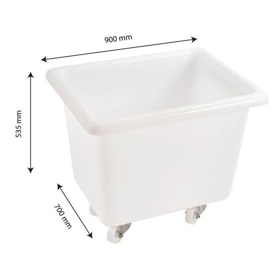 Bac grand volume 220 L - 2 roues fixes, 2 pivotantes avec freins - blanc - Gilac - Image 2