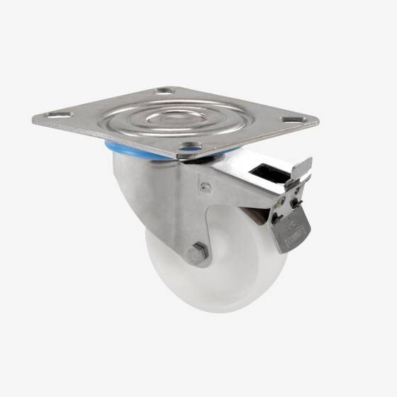 Bac grand volume 220 L - 2 roues fixes, 2 pivotantes avec freins - blanc - Gilac - Image 5