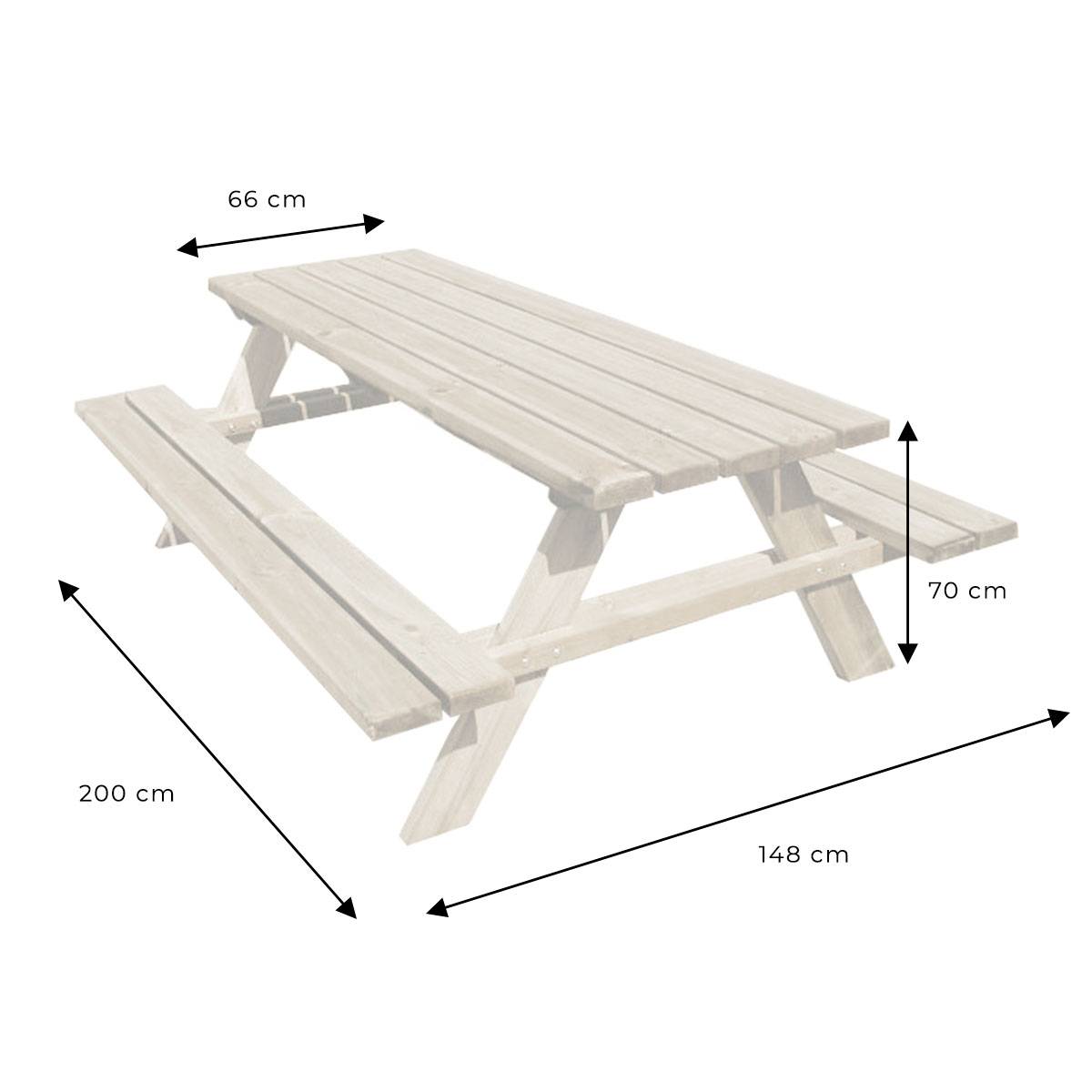 Table de pique-nique bois 6/8 places Fontainebleau - Cémonjardin - Imagen 3