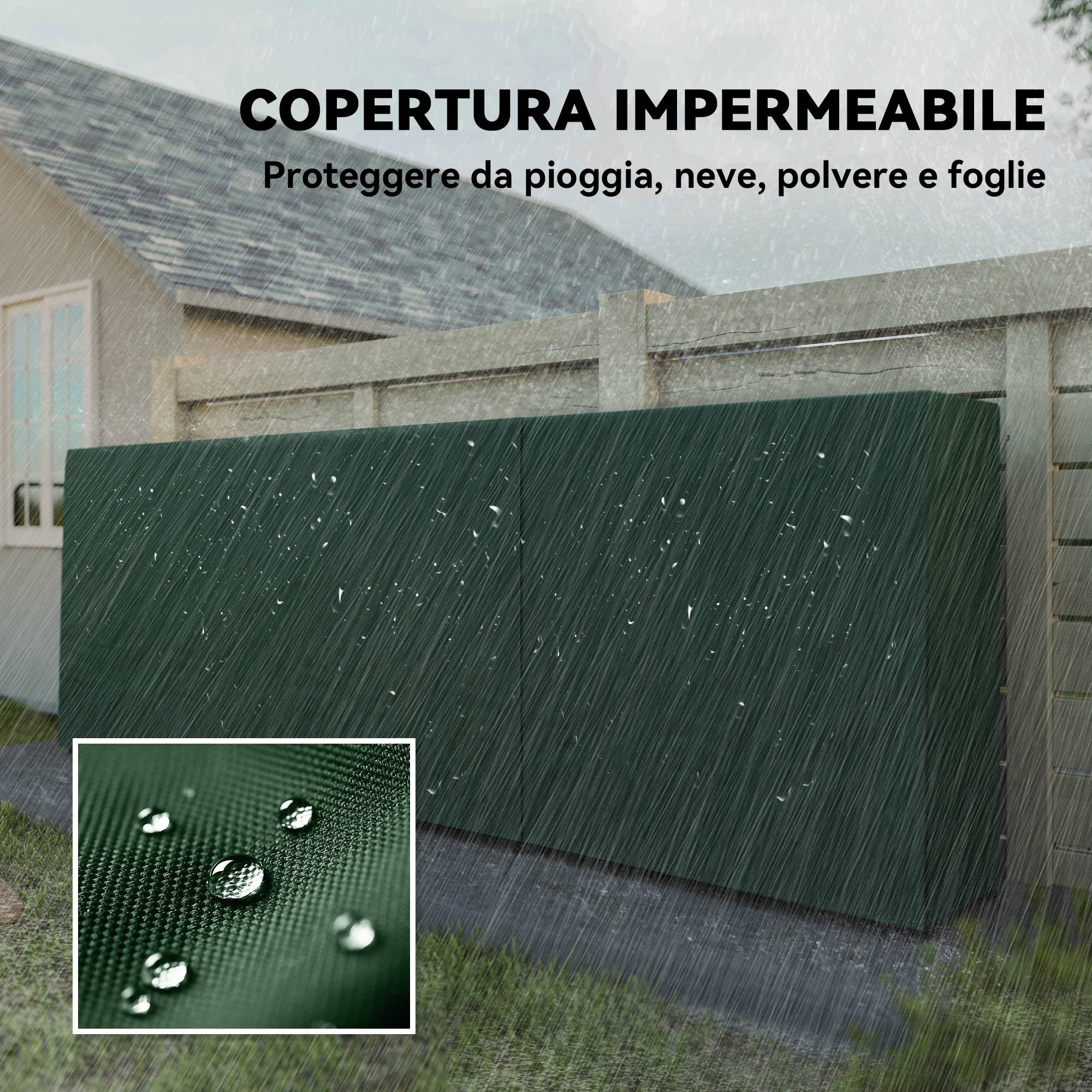 Râtelier à bûches réglable de 1 m³ avec bâche imperméable en PE, structure métallique, 300 x 36 x 99 cm, noir et vert foncé - Image 6