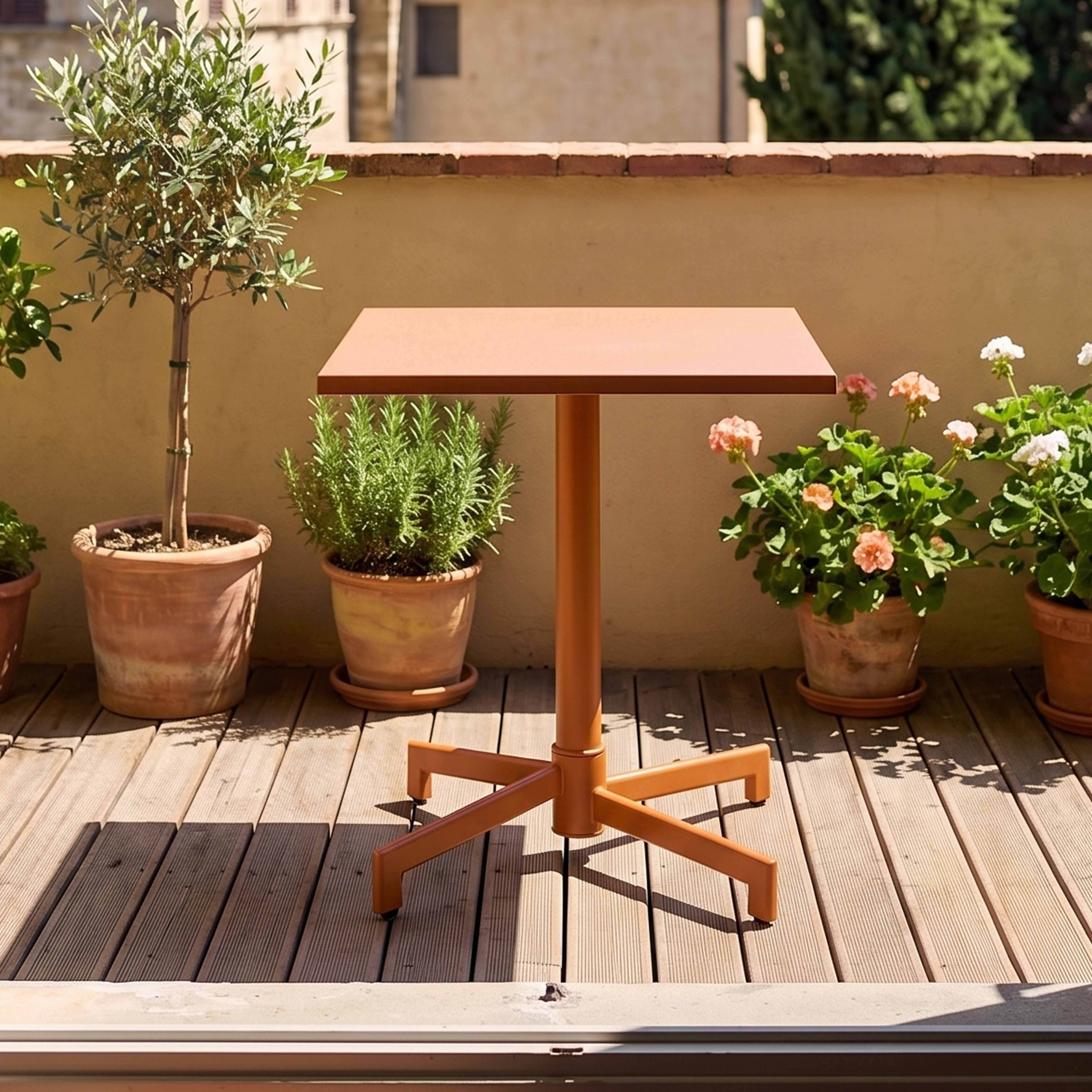 Oviala - Table de jardin carrée bistrot avec plateau rabattable 70 cm caramel Palavas - Oviala - Image 2