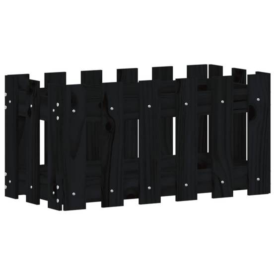 Maison Chic - Jardinière | Pot de fleurs | Cache-pot | Bac à fleurs avec design de clôture noir 60x30x30 cm pin massif - Image 1