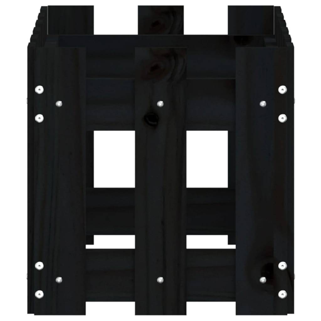 Maison Chic - Jardinière | Pot de fleurs | Cache-pot | Bac à fleurs avec design de clôture noir 60x30x30 cm pin massif - Image 6
