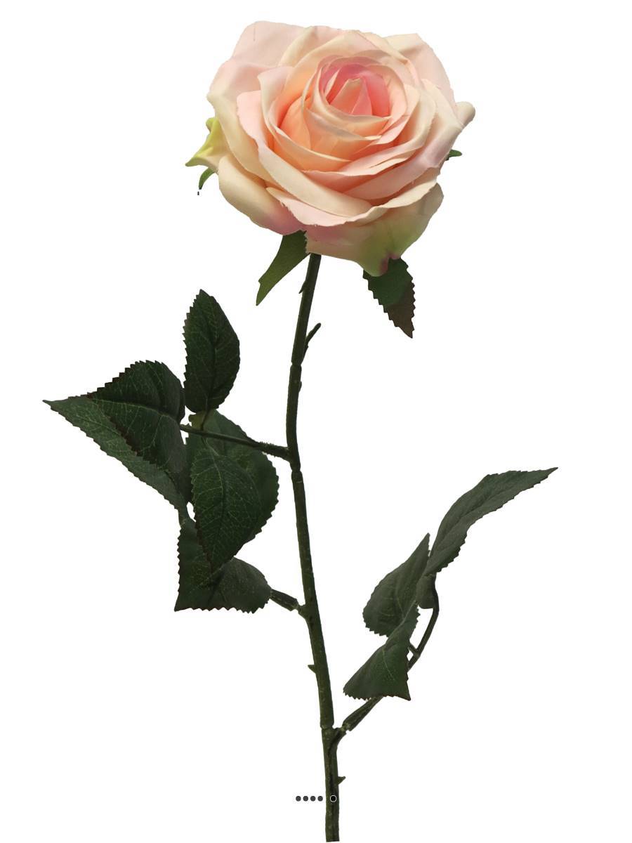 Artificielles - Rose factice Paris H64 cm tête D9cm 12 feuilles tissu Rose pâle - BEST - couleur: Rose pâle - Imagen 2