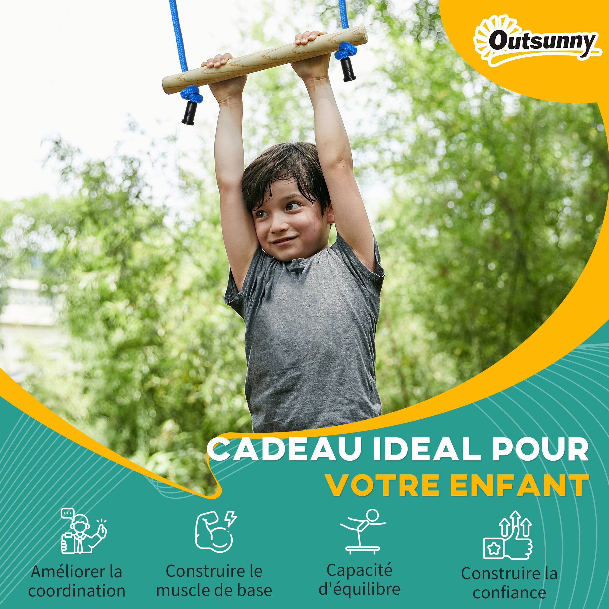 Parcours d'obstacles ninja pour enfants 30 accessoires et sac de transport 10 m de slackline bleu noir rouge - Image 8