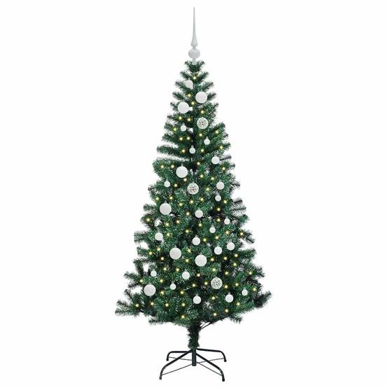 Sapin de Noël | Arbre de Noël artificiel pré-éclairé Vert 150 cm PVC et métal Maison Chic - Image 3