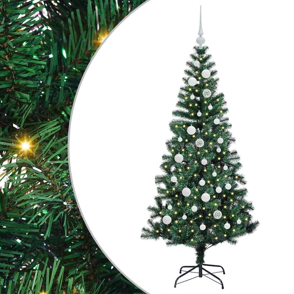 Sapin de Noël | Arbre de Noël artificiel pré-éclairé Vert 150 cm PVC et métal Maison Chic - Image 1