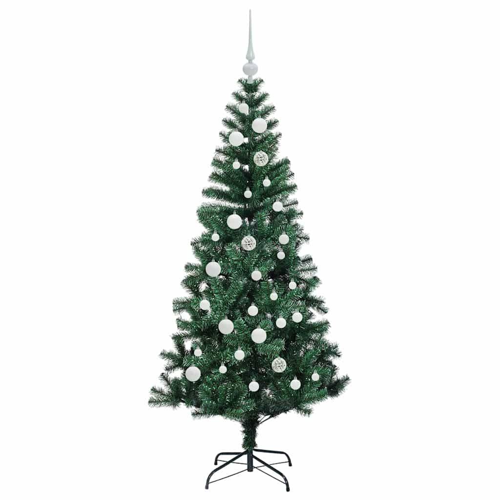 Sapin de Noël | Arbre de Noël artificiel pré-éclairé Vert 150 cm PVC et métal Maison Chic - Image 4