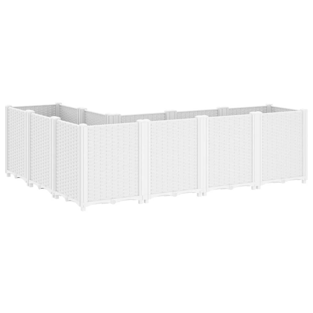 ComfortXL - Grand Bac à Fleurs Modulable Polypropylène pour Terrasse Carré Potager Aspect Rotin 160x120x53 cm Blanc - ComfortXL Outdoor Living - Image 5