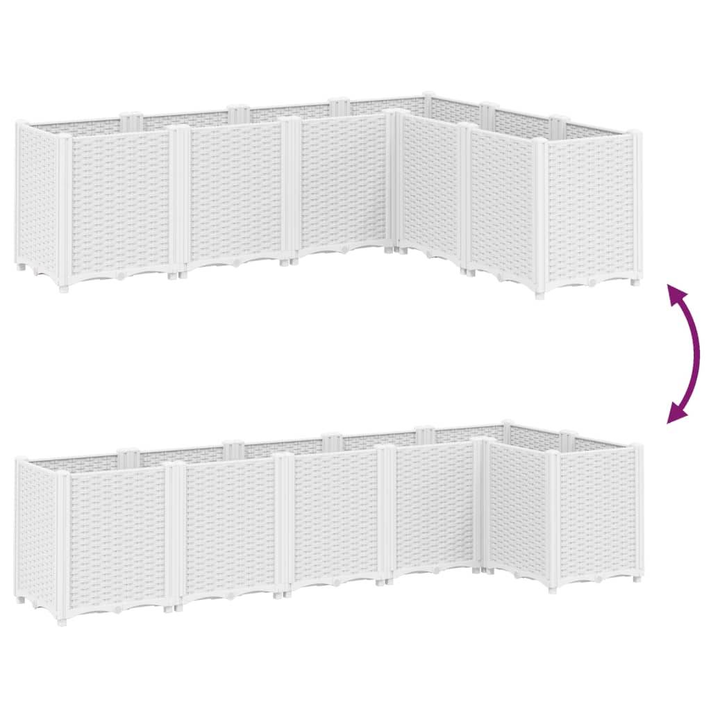 ComfortXL - Grand Bac à Fleurs Modulable Polypropylène pour Terrasse Carré Potager Aspect Rotin 160x120x53 cm Blanc - ComfortXL Outdoor Living - Image 6