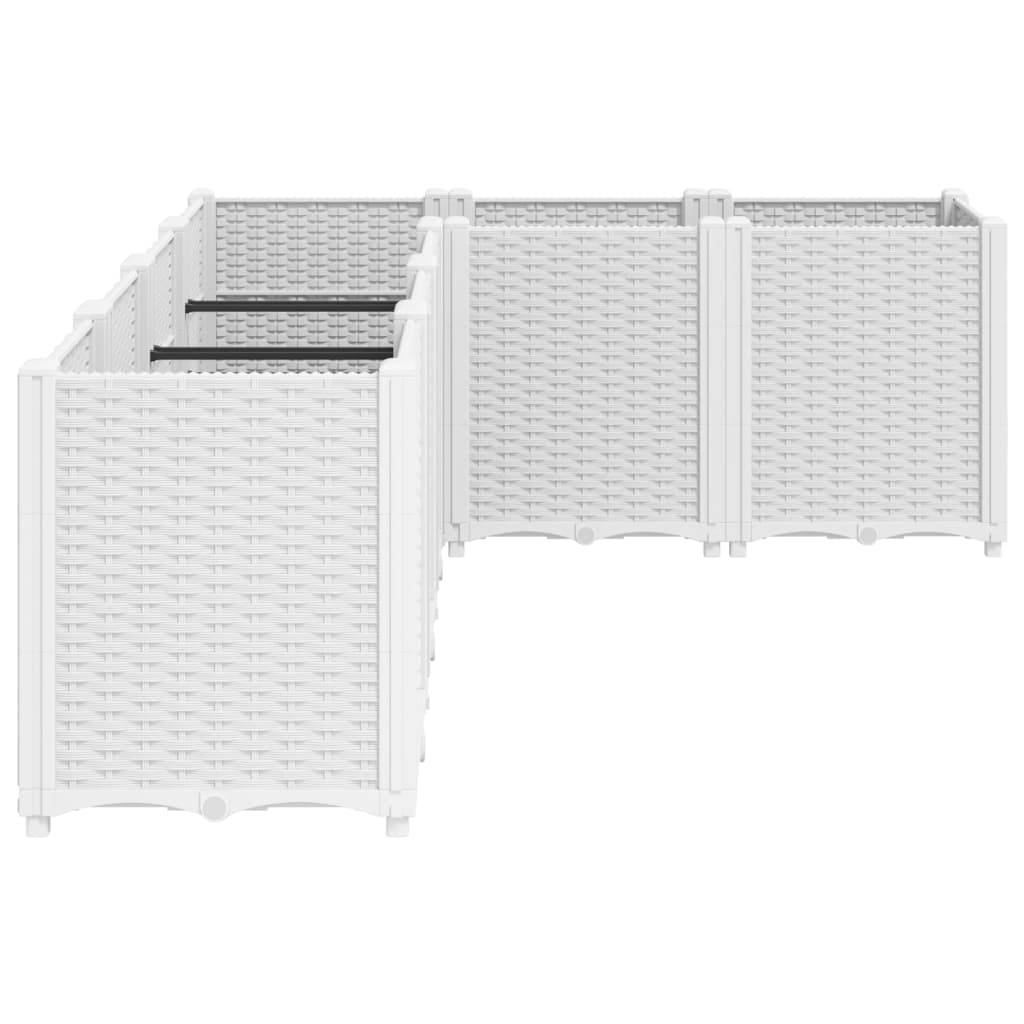 ComfortXL - Grand Bac à Fleurs Modulable Polypropylène pour Terrasse Carré Potager Aspect Rotin 160x120x53 cm Blanc - ComfortXL Outdoor Living - Image 4