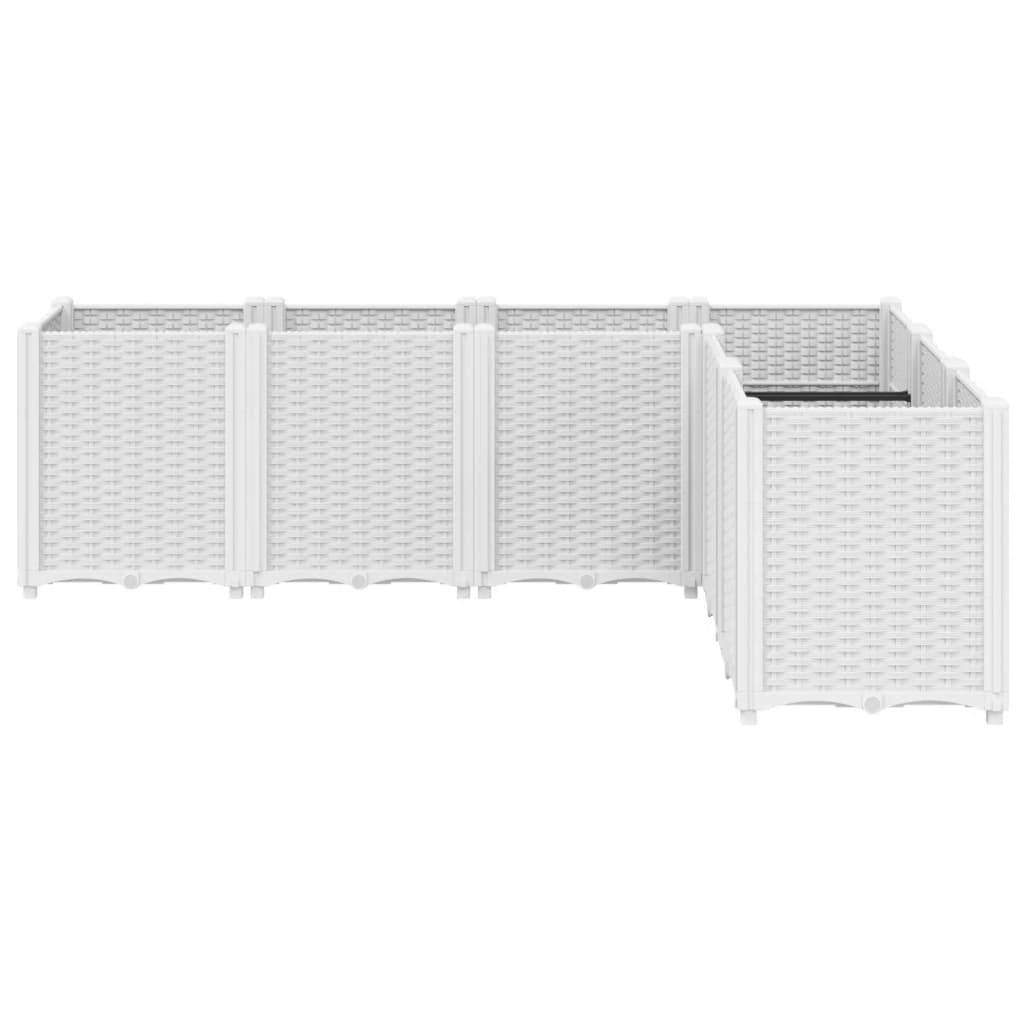 ComfortXL - Grand Bac à Fleurs Modulable Polypropylène pour Terrasse Carré Potager Aspect Rotin 160x120x53 cm Blanc - ComfortXL Outdoor Living - Image 3