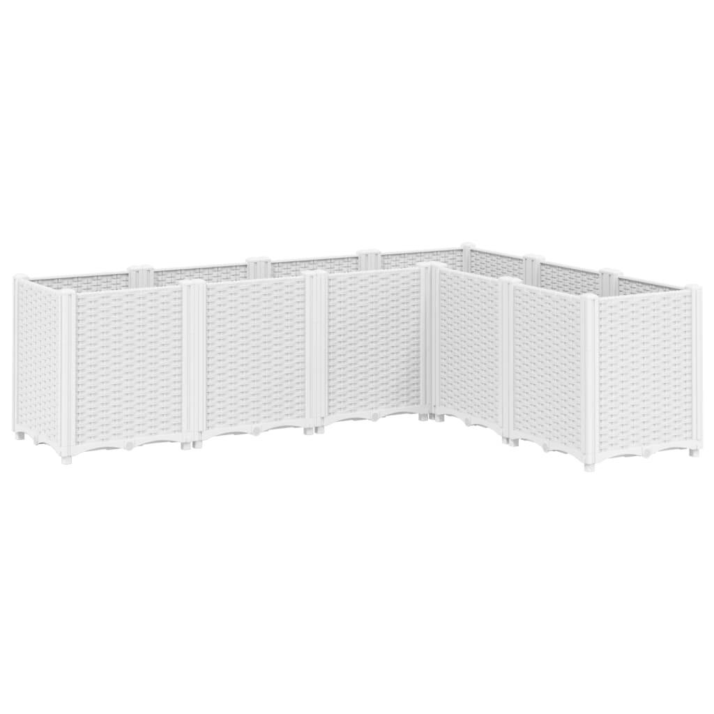 ComfortXL - Grand Bac à Fleurs Modulable Polypropylène pour Terrasse Carré Potager Aspect Rotin 160x120x53 cm Blanc - ComfortXL Outdoor Living - Image 2