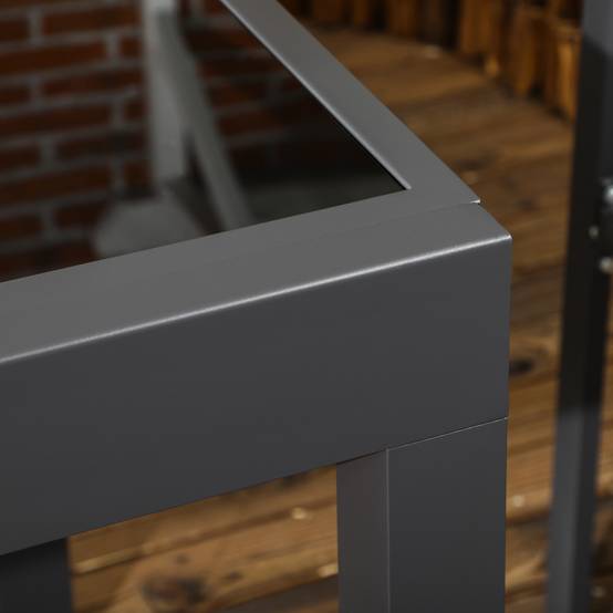 Table de jardin extensible Aluminium Verre trempé Repas terrasse 80 à 160cm Noir - ComfortXL Outdoor Living - Image 10