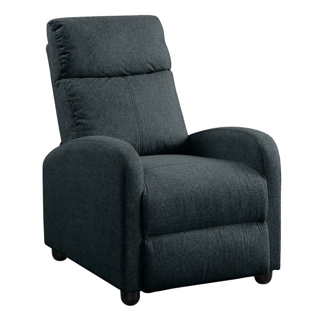 Fauteuil Relax Pushback Tissu Gris Foncé - MELBOURNE - Image 1