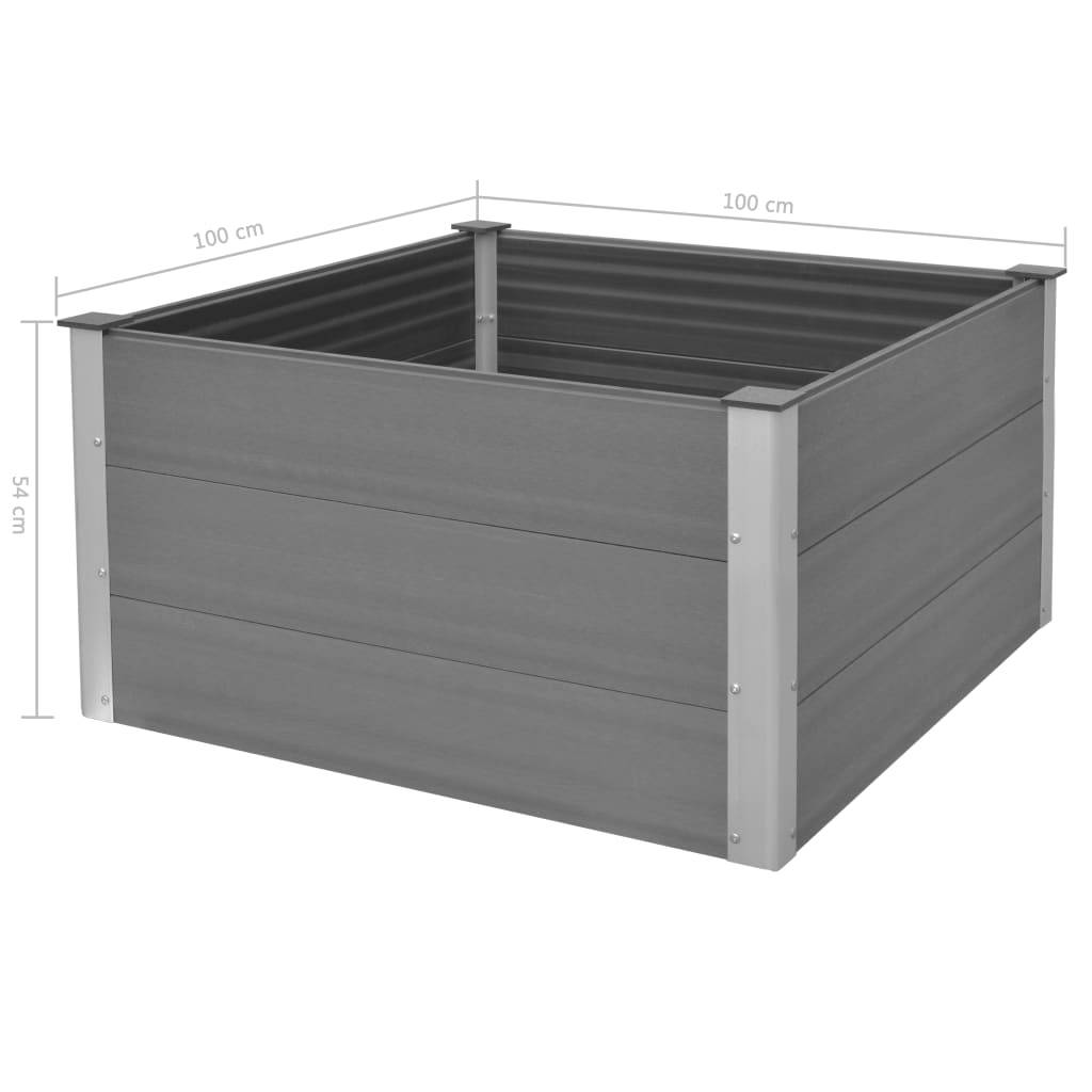Helloshop26 - Jardinière lit surélevé plantes fleurs jardin WPC 100 x 100 x 54 cm gris - Imagen 5