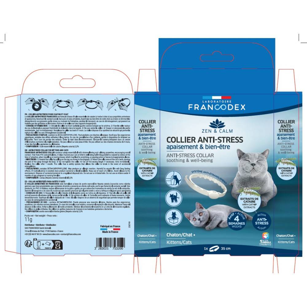 Francodex - Collier Anti-Stress apaisement et bien-être pour chatons et chats - Imagen 2