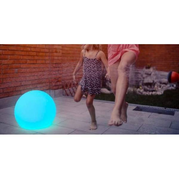 Boule lumineuse extérieur solaire et rechargeable BULY 50 blanche sans fil LED RGBW 128 couleurs IP65 - Image 1