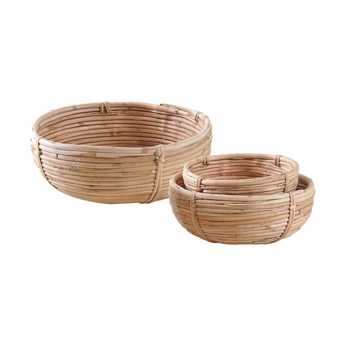 Aubry Gaspard - Corbeilles rondes en rotin naturel (lot de 3) - Imagen 1