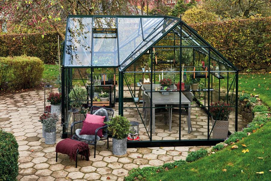 Halls - Serre en verre trempé 13 m² ICON Gardenhouse 8 + embase, vert - Halls - Image 3