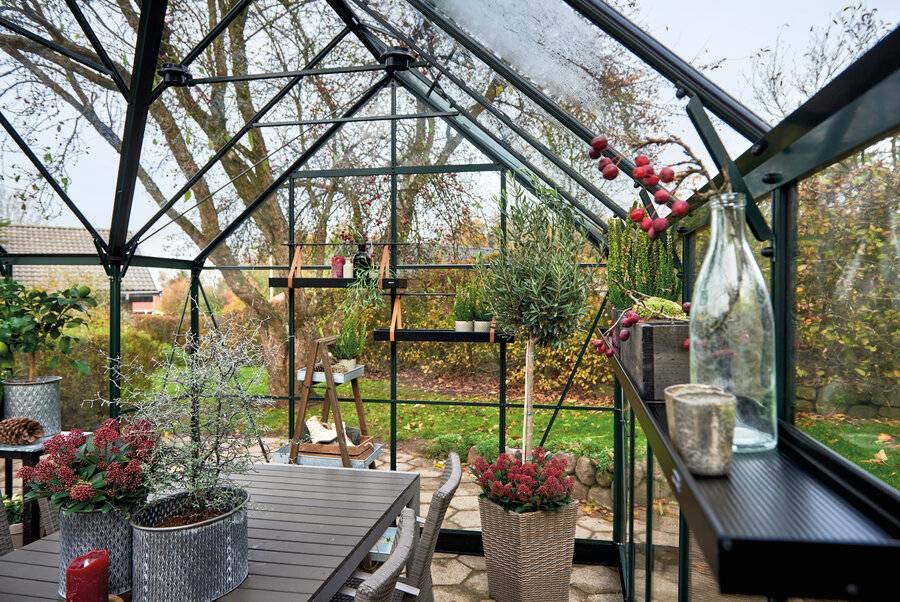 Halls - Serre en verre trempé 13 m² ICON Gardenhouse 8 + embase, vert - Halls - Image 4