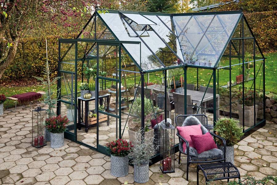 Halls - Serre en verre trempé 13 m² ICON Gardenhouse 8 + embase, vert - Halls - Image 2