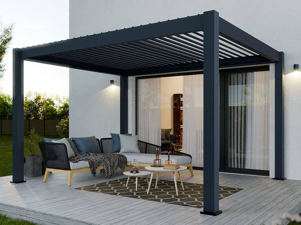 Direct Abris - Pergola bioclimatique autoportée 3x4 m en aluminium avec lames orientables et store latéral 12 m² - Direct Abris - Imagen 3