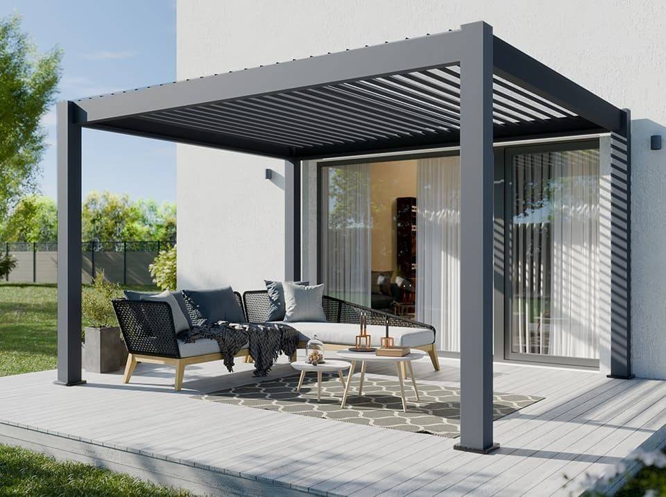 Direct Abris - Pergola bioclimatique autoportée 3x4 m en aluminium avec lames orientables et store latéral 12 m² - Direct Abris - Imagen 2