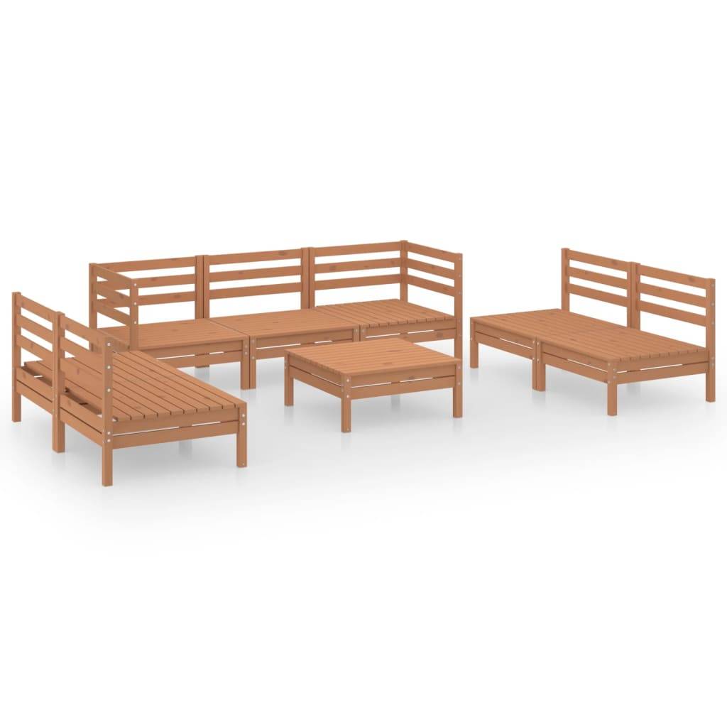 Helloshop26 - Salon de jardin meuble d'extérieur ensemble de mobilier 8 pièces marron miel bois de pin massif - Imagen 1