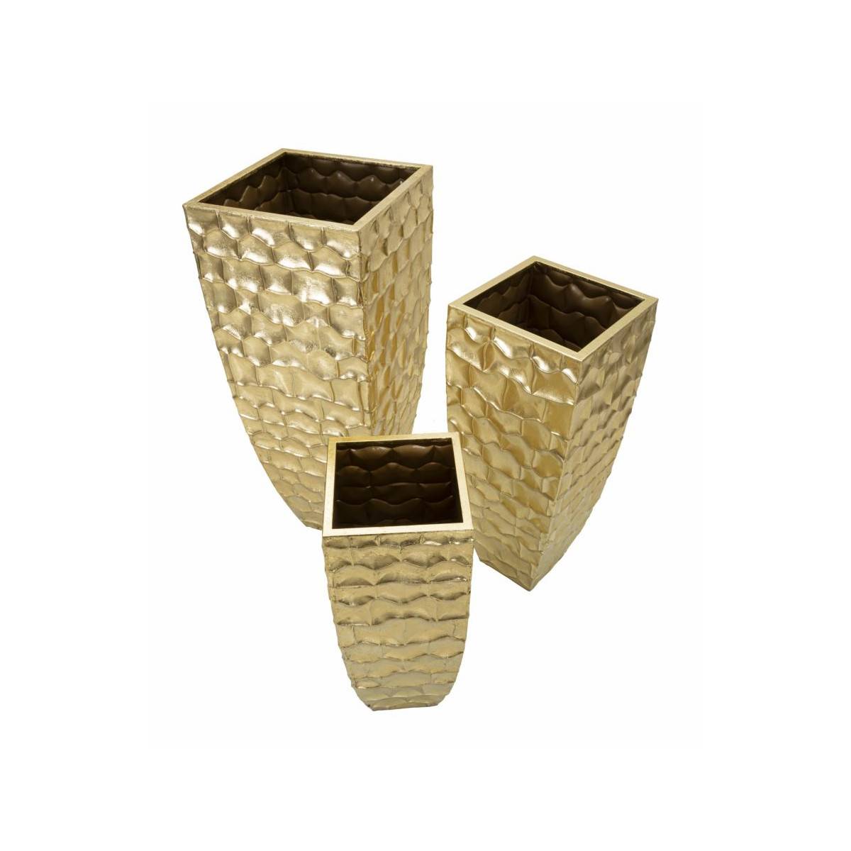 Lot de 3 Vases en Métal "Glody" 94cm Or - Image 2