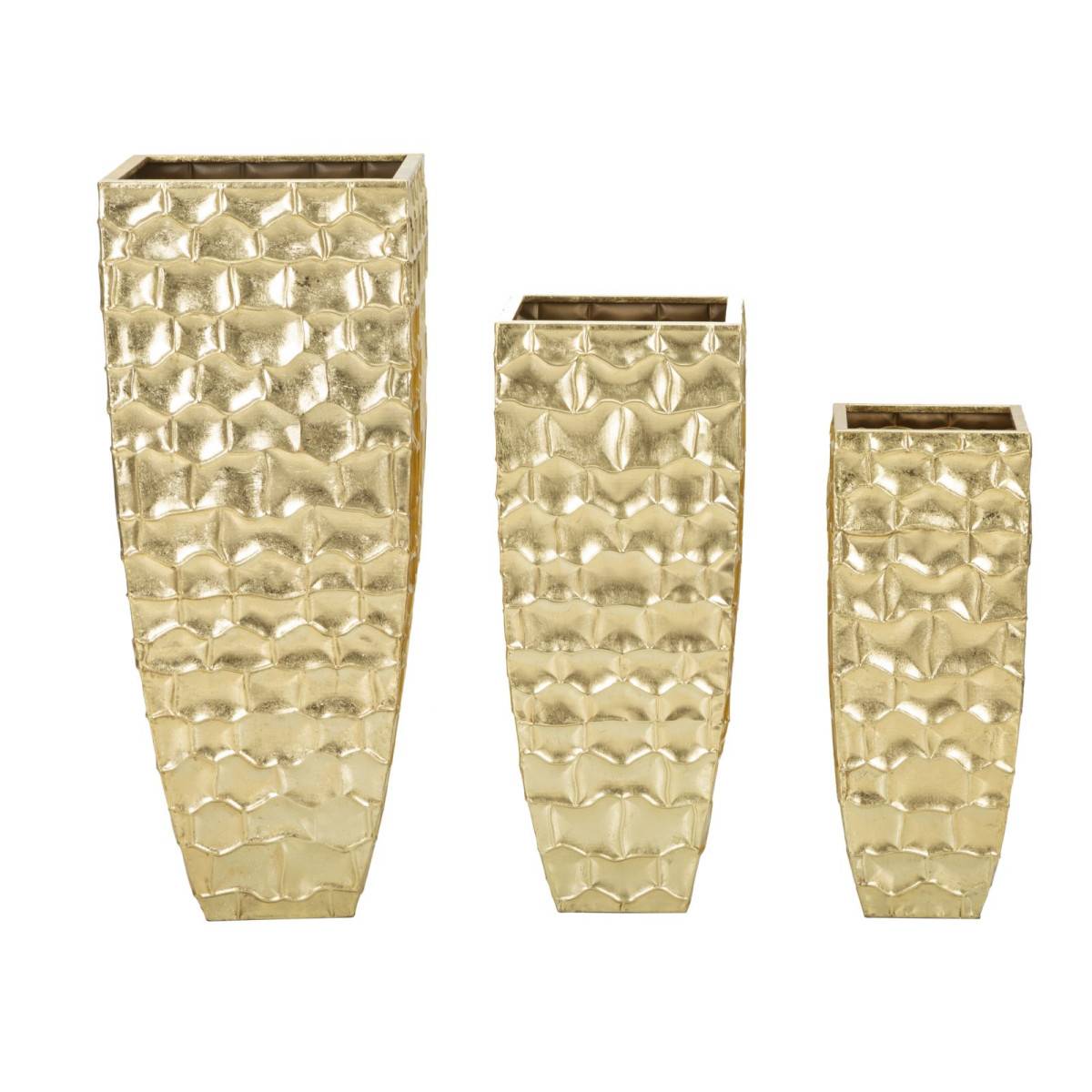 Lot de 3 Vases en Métal "Glody" 94cm Or - Image 1