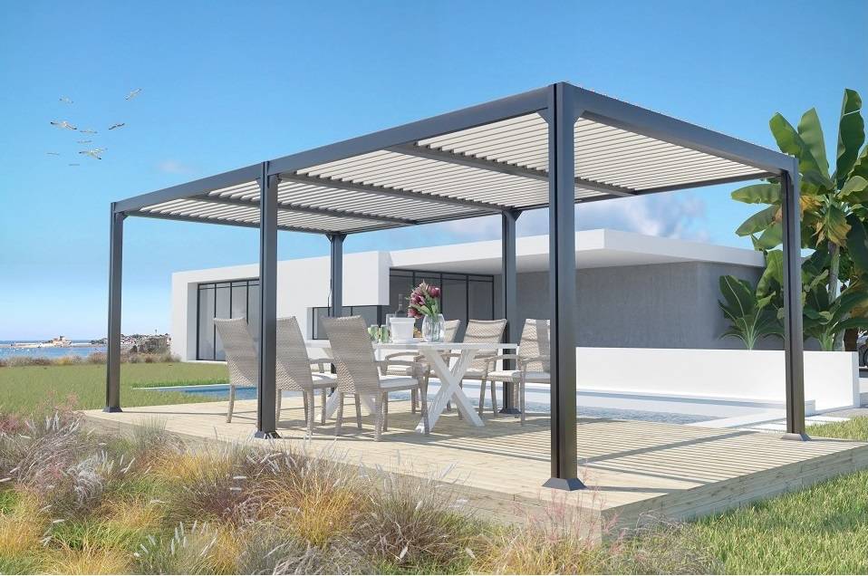 Couleurs du monde - Memphis - Pergola autoportante bioclimatique 3x6m en aluminium  - Couleurs du Monde - Imagen 1