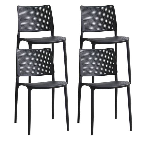 Oviala - Lot de 4 chaises de terrasse noires en plastique Riga - Oviala - Imagen 1