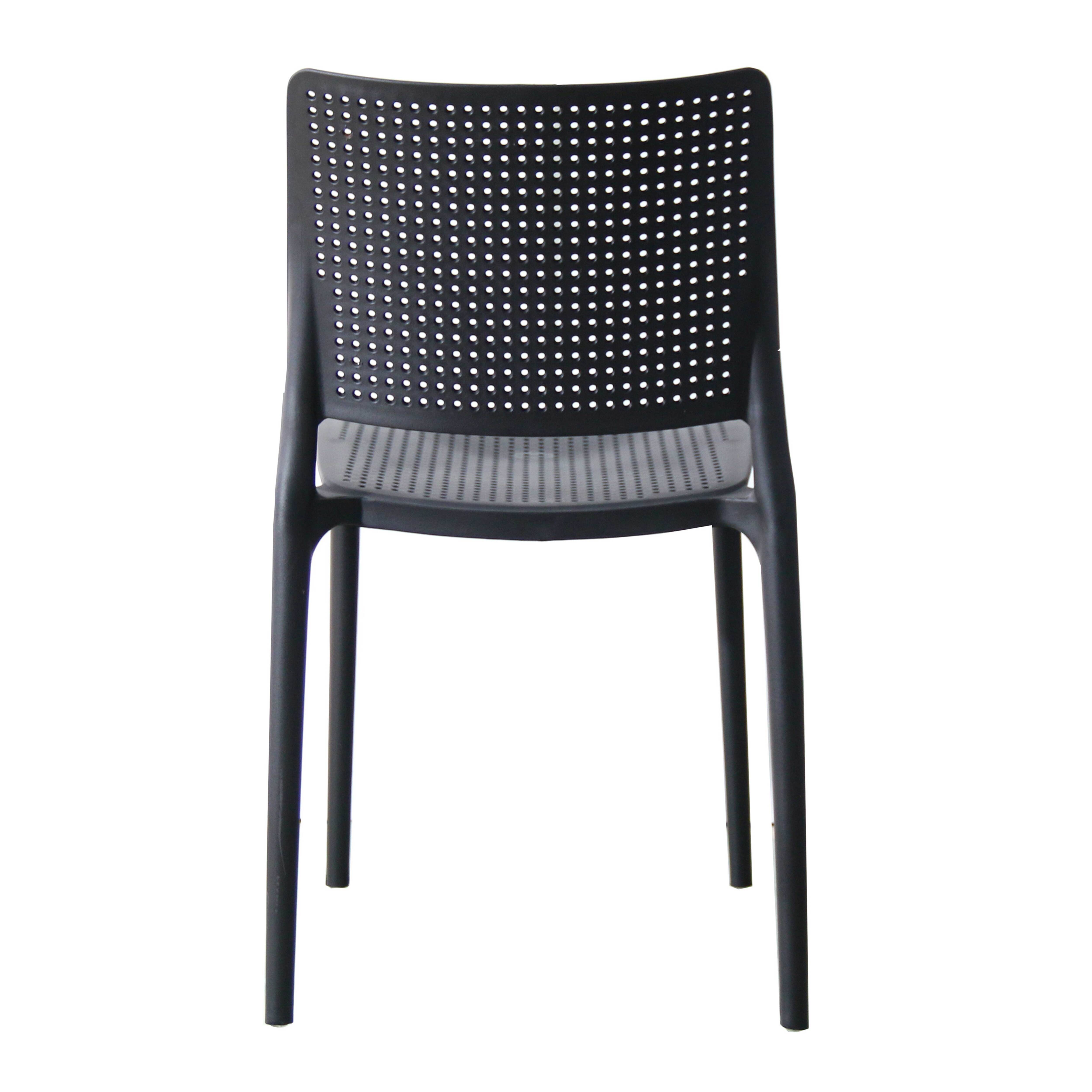 Oviala - Lot de 4 chaises de terrasse noires en plastique Riga - Oviala - Imagen 4
