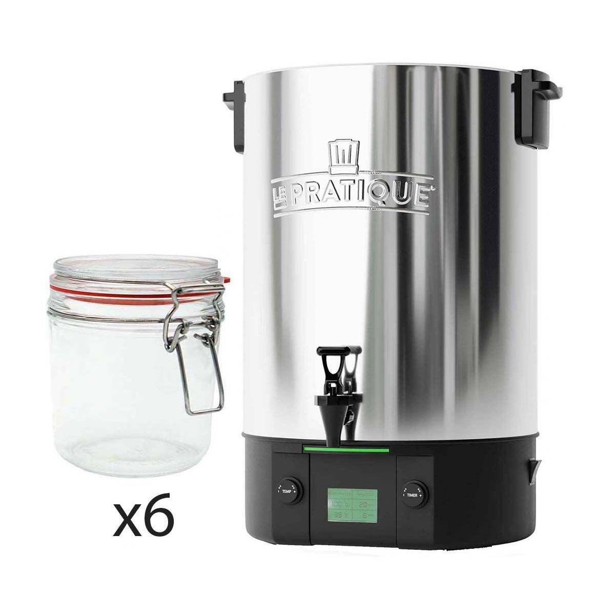 LE PRATIQUE - Stérilisateur électronique en inox 14 bocaux 2200 W avec 6 bocaux Stérilisateur + 6 bocaux de 500 ml - Imagen 1