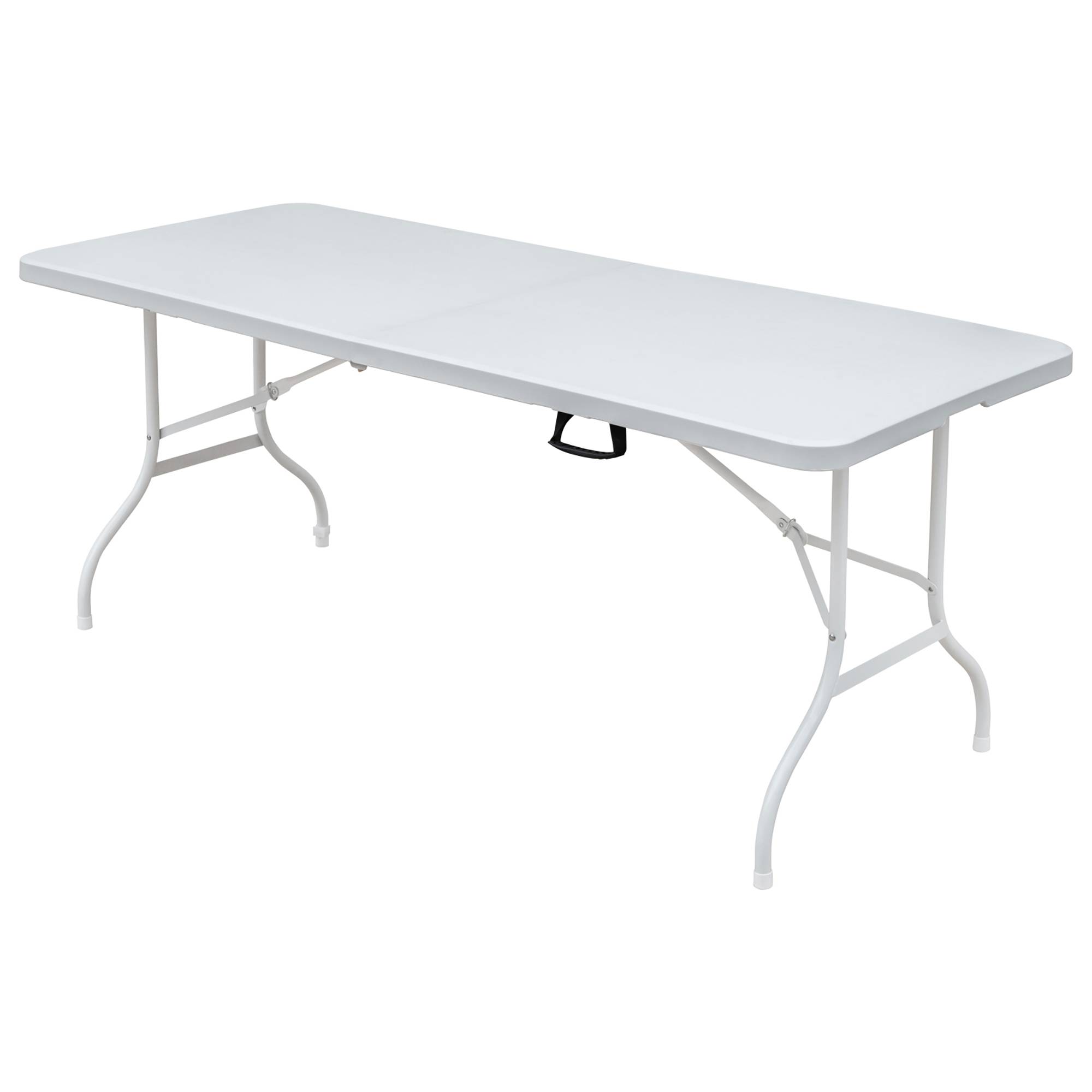 Table pliante de loisirs 180,34 cm, extérieur/maison/bureau, anti-rouille et facile à nettoyer (blanche) - Image 1