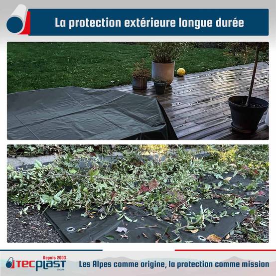 Bâche Jardin 3x5 m LP506JD Gris anthracite - Garantie 5 ans - Bâche PVC étanche - Résistance Anti-UV TECPLAST - Imagen 2