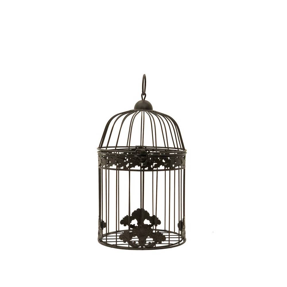 Cage à oiseaux décorative ancienne métal marron 20x32cm Chemin de campagne - Imagen 1