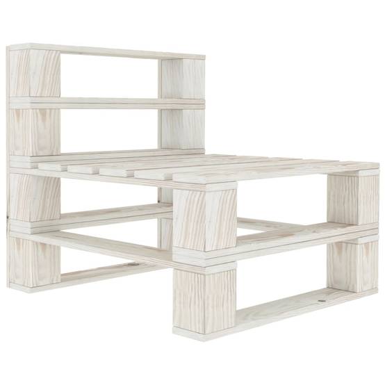 Module Canapé Central Palette Pin Massif Déco Salon Jardin Blanc 60 cm – ComfortXL Outdoor Living - Image 1